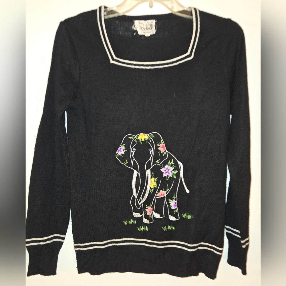 Vintage Elephant Floral Embroidered Sweater